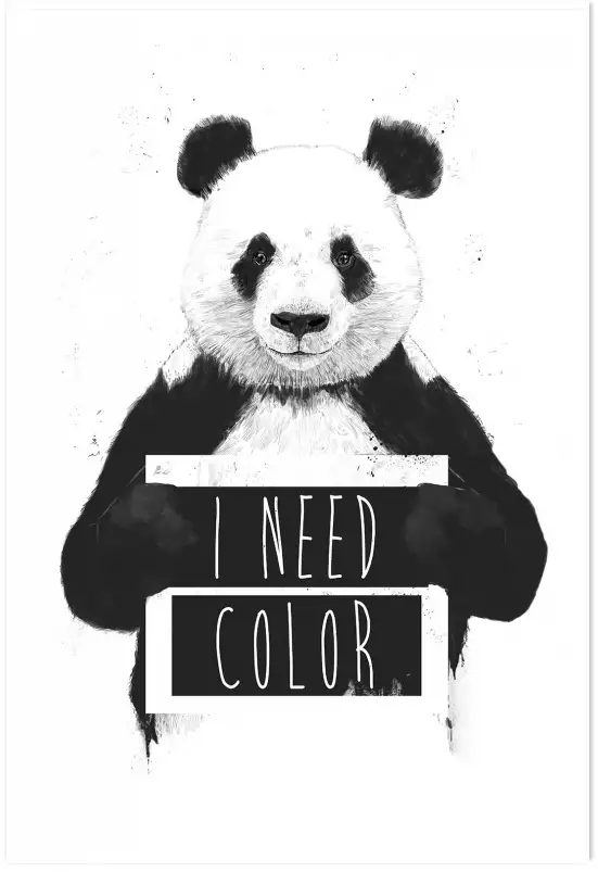 Panda need color - tableau animaux noir et blanc
