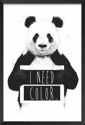 Panda need color - tableau animaux noir et blanc