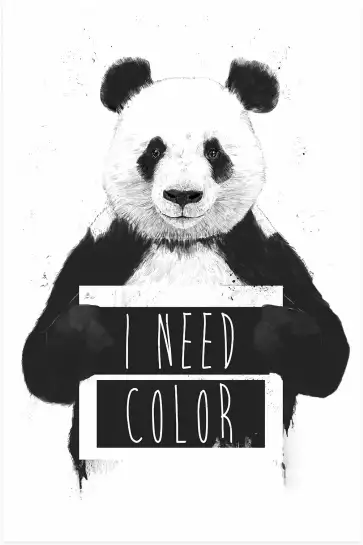 Panda need color - tableau animaux noir et blanc