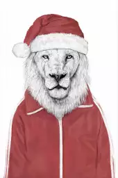 Santa lion - animaux déguisé