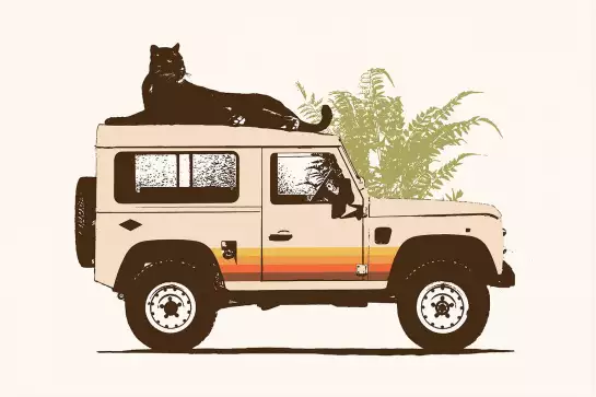 Panther on the car - poster voiture