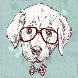 Chiot à lunettes nœud papillon - affiche chiot