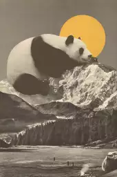 Panda moon - tableau pop art