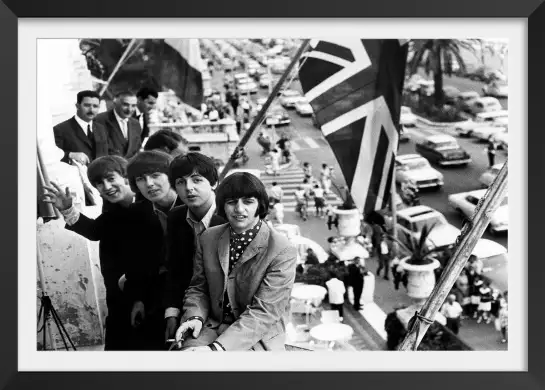 The Beatles en 1965 - affiche noir et blanc vintage