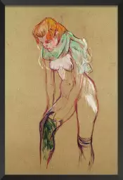 Femme tirant son bas d'Henri de Toulouse Lautrec - tableau peinture