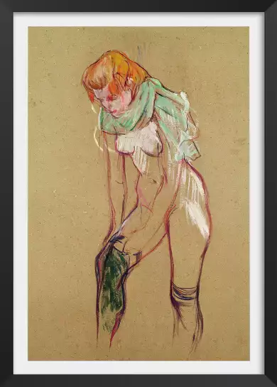 Femme tirant son bas d'Henri de Toulouse Lautrec - tableau peinture