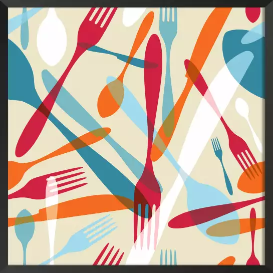 Fourchettes et cuilleres - affiche cuisine