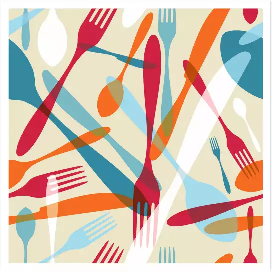 Fourchettes et cuilleres - affiche cuisine