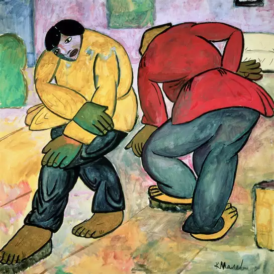 Les cireurs par Malevich Kazimir en 1911 - tableau célèbre