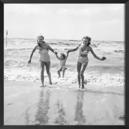 Sur la plage de Deauville en 1950 - affiche vintage