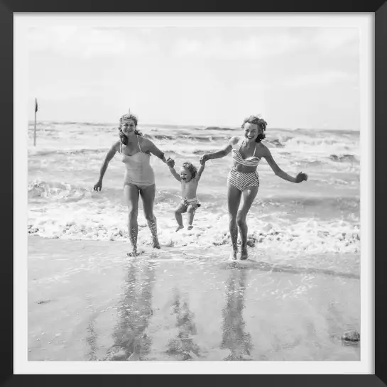 Sur la plage de Deauville en 1950 - affiche vintage
