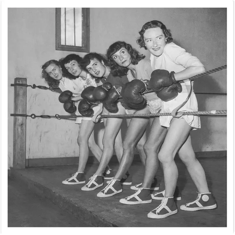 Boxe feminine en 1950 - affiche vintage