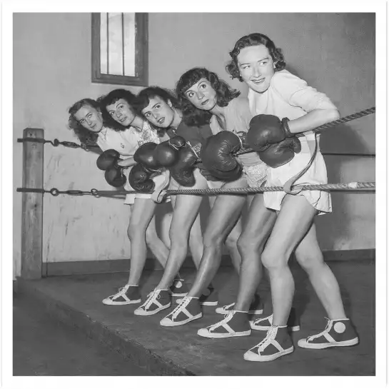 Boxe feminine en 1950 - affiche vintage