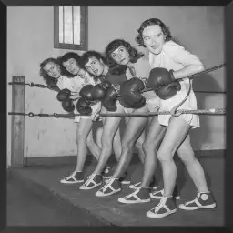 Boxe feminine en 1950 - affiche vintage