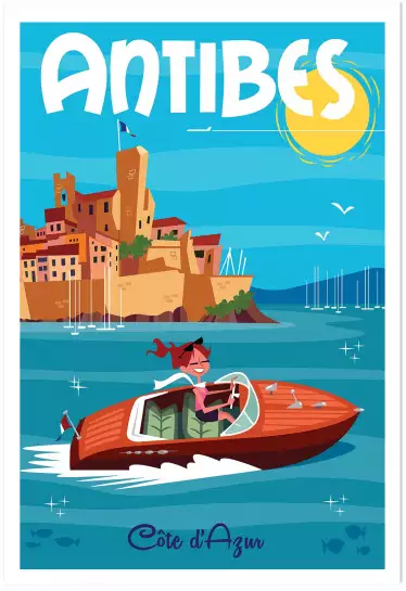 Antibes Côte d' Azur-Affiche de voyage vintage