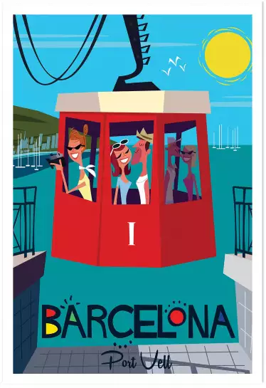 Barcelona Port Vell-Affiche de voyage vintage