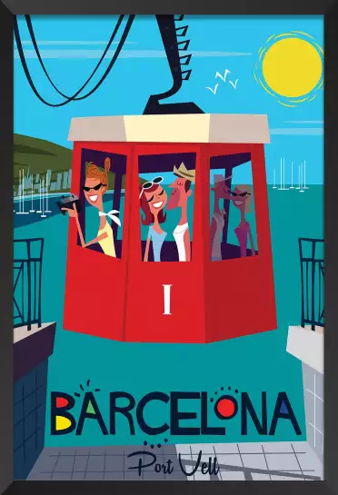 Barcelona Port Vell-Affiche de voyage vintage