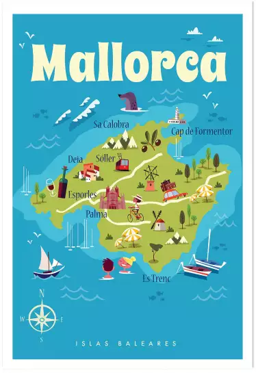 Mallorca-Affiche de voyage vintage