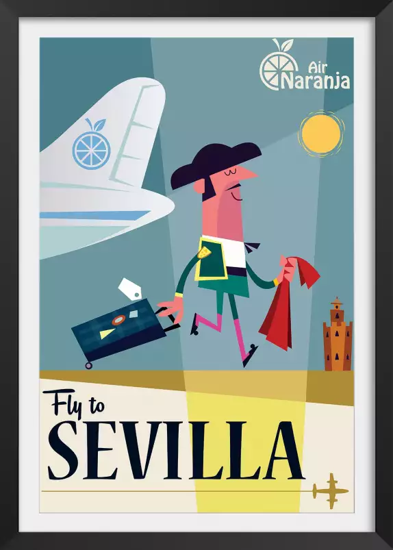 Fly to Sevilla-affiche vintage