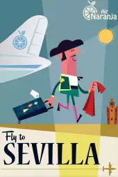 Fly to Sevilla-affiche vintage