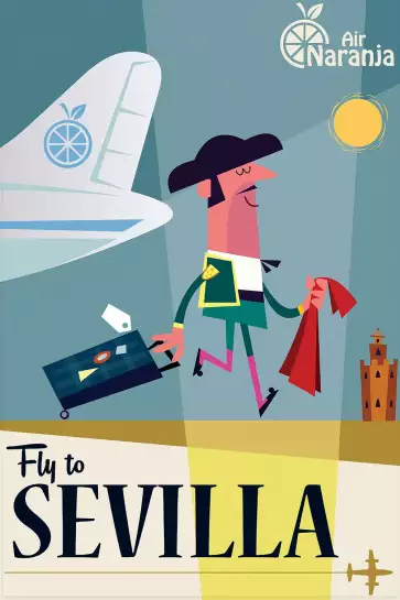 Fly to Sevilla-affiche vintage