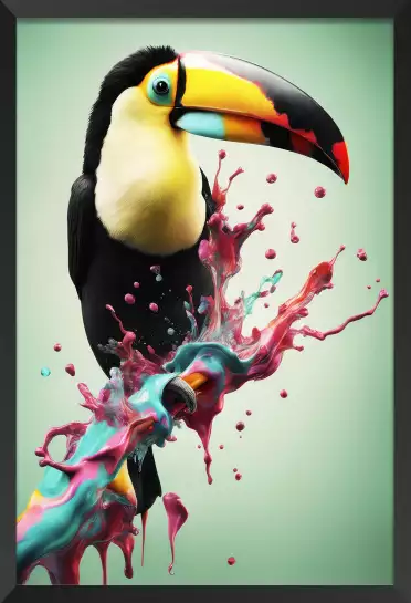 Toucan bleu - affiche oiseaux