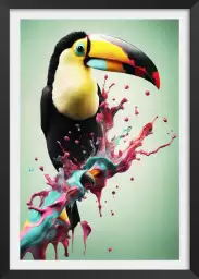 Toucan bleu - affiche oiseaux