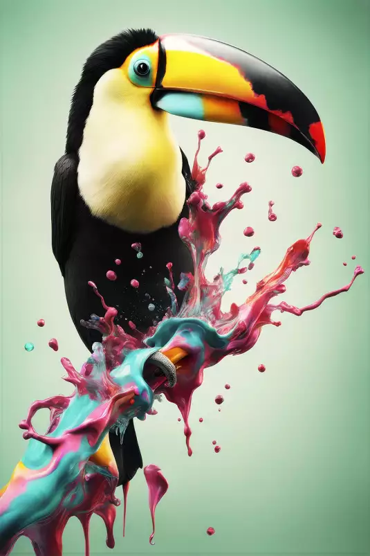 Toucan bleu - affiche oiseaux