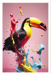 Toucan rose - affiche oiseaux