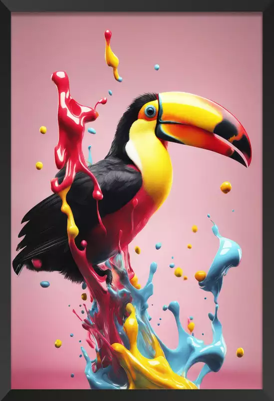 Toucan rose - affiche oiseaux