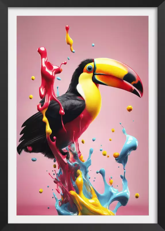 Toucan rose - affiche oiseaux