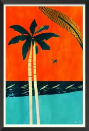 Barbados Sunset - affiche palmier