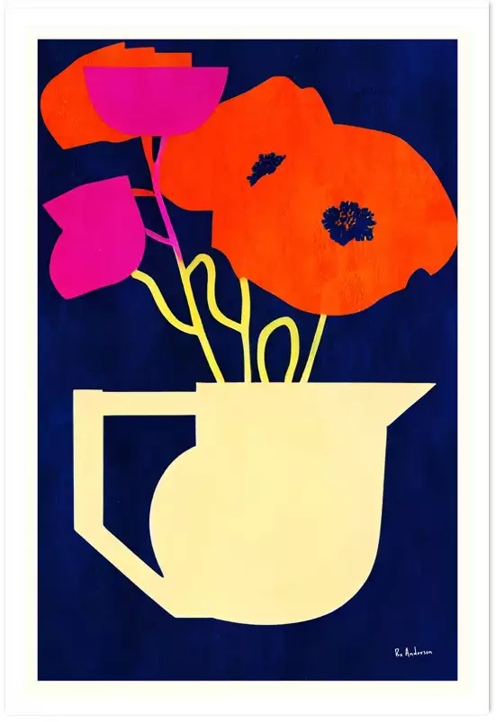 Bright & Sunny Poppies - affiche nature morte