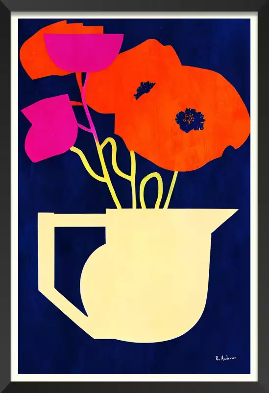 Bright & Sunny Poppies - affiche nature morte