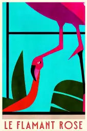 Le Flamant Rosé - tableau coloré animaux