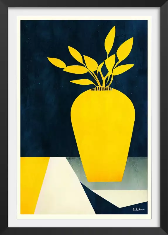 Les Fleurs Jaunes - affiche nature morte