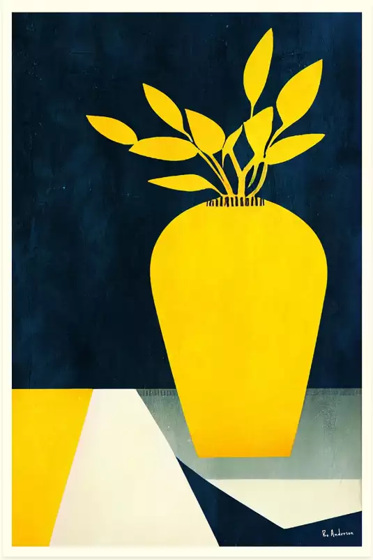 Les Fleurs Jaunes - affiche nature morte