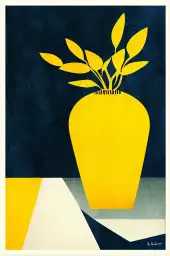 Les Fleurs Jaunes - affiche nature morte