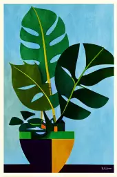 Monstera Leafs - tableau paysage