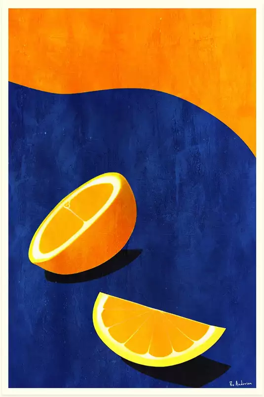 Petit Déjeuner deux oranges - affiche fruits et legumes