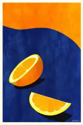 Petit Déjeuner deux oranges - affiche fruits et legumes