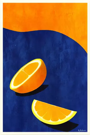 Petit Déjeuner deux oranges - affiche fruits et legumes