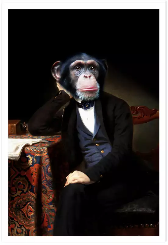 Beau le chimpanzé - tableau animaux habillés