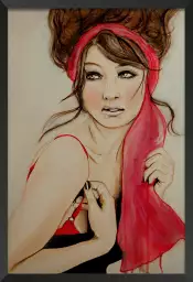 portrait de femme foulard rouge - poster romantique