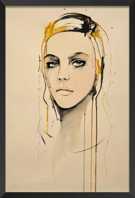 Portrait de femme jaune - poster romantique