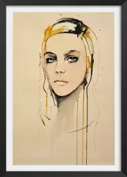 Portrait de femme jaune - poster romantique