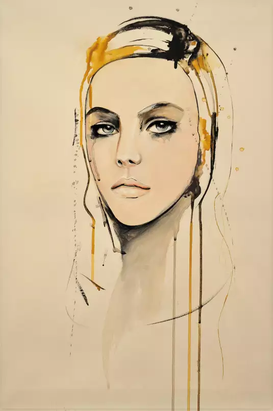 Portrait de femme jaune - poster romantique