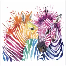 Bisous de zèbre - tableau animaux multicolore