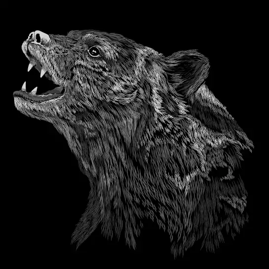 L'ours grogne - animaux noir et blanc dessin