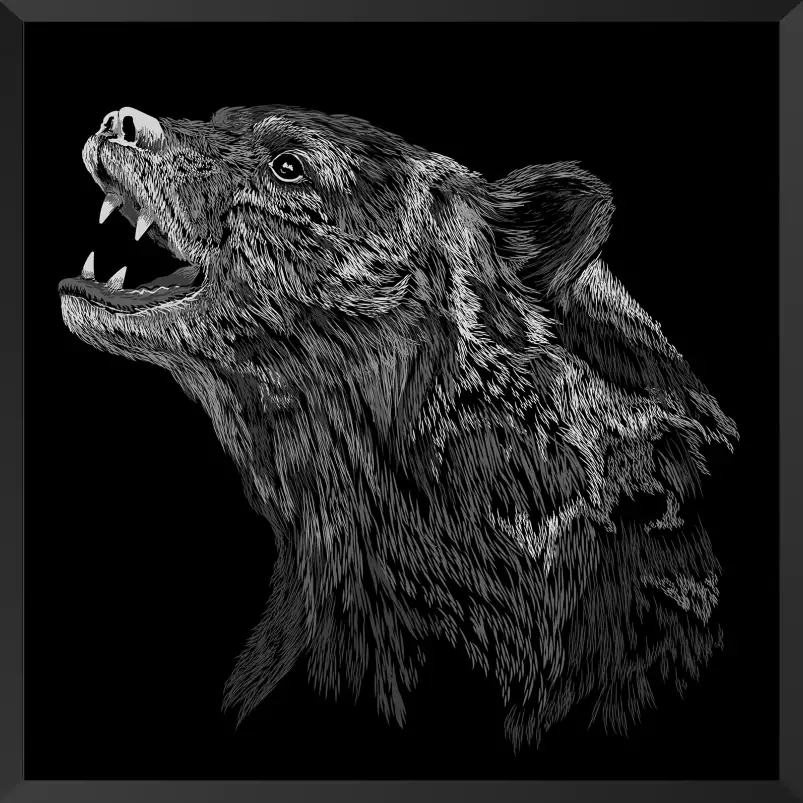 L'ours grogne - animaux noir et blanc dessin